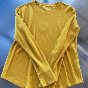 Women's Waffle T. Mustard Sz S. Cotton
